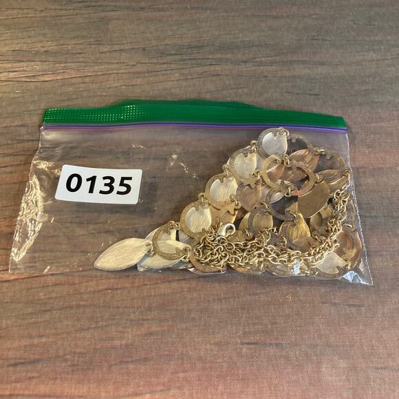 0135 Articulated Fish Scale (or Leaf) Bib-Style Necklace in Mixed Metal Hues EUC - Picture 4 of 4